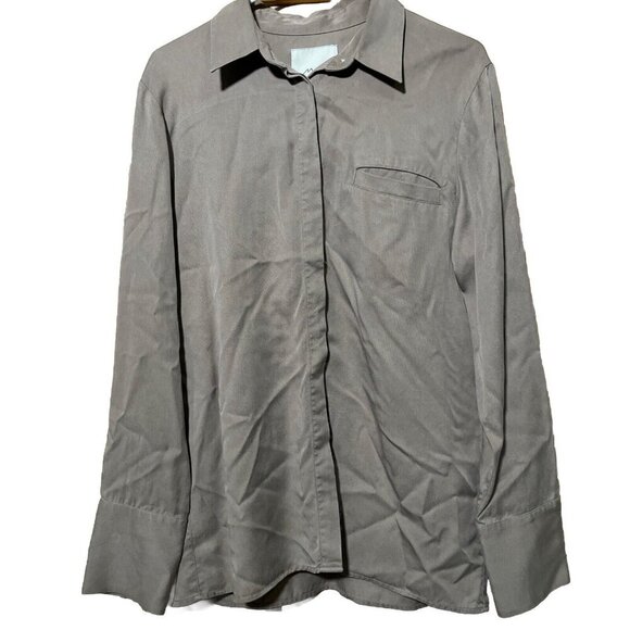 Moussy Womens Rayon Button Down Collared Blouse Shirt Oversized Long Sleeve OSFM - Picture 1 of 6